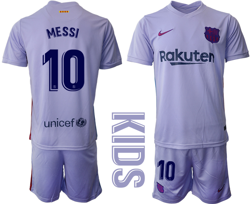 Youth 2021-2022 Club Barcelona away purple #10 Soccer Jerseys
